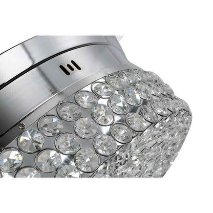 Bella Depot 36 in. LED Indoor Chrome Retractable Crystal Ceiling Fan