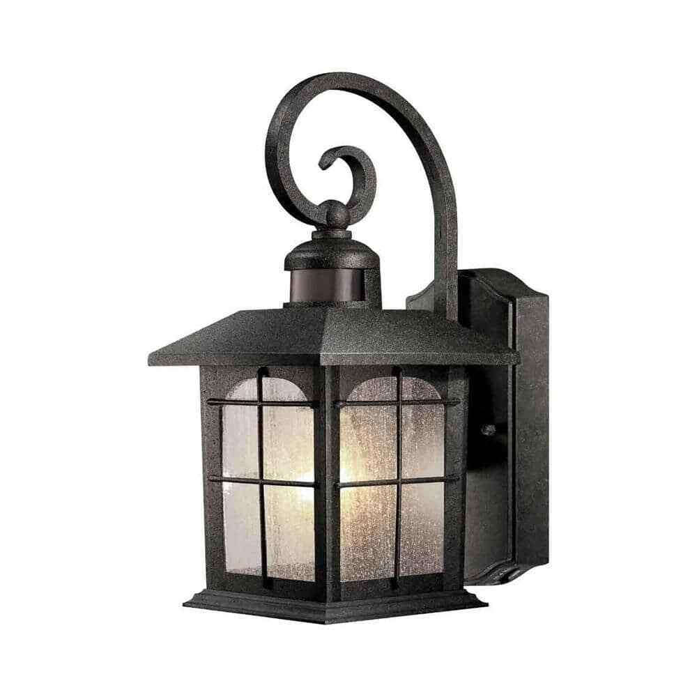 Home Decorators Brimfield Motion-Sensing Aged Iron Outdoor  Wall Sconce