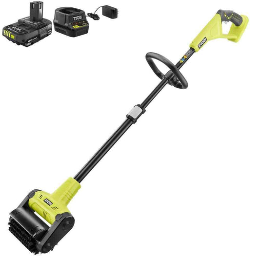RYOBI ONE+ 18V Cordless Battery Patio Sweeper w/ 2.0 Ah Battery and Charger