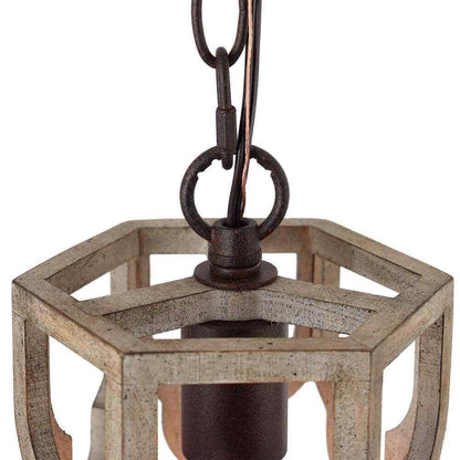 LNC Rustic 1-Light Antique Brown Farmhouse Wood Chandelier Pendant Light