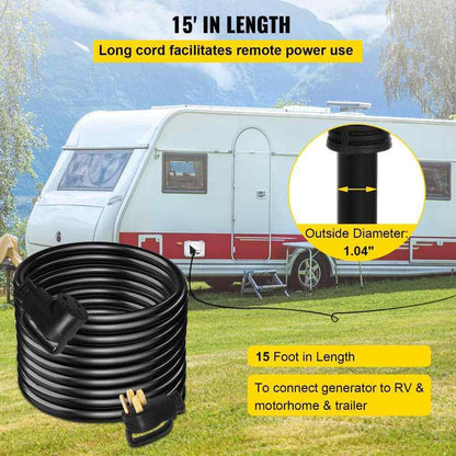 VEVOR 15 ft. 50 Amp Generator Power Cord Copper Durable Premium Extension Cord