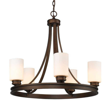 Golden Lighting Holborn Collection 5-Light Bronze Opal Shade Chandelier