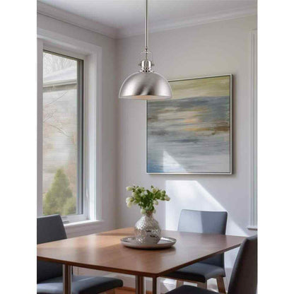Kira Home Belle Brushed Nickel Bowl Pendant Light w/ Brushed Nickel Metal Shade
