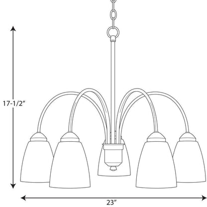 Progress Lighting Gather 5-Light Antique Bronze Etched Glass Chandelier Light