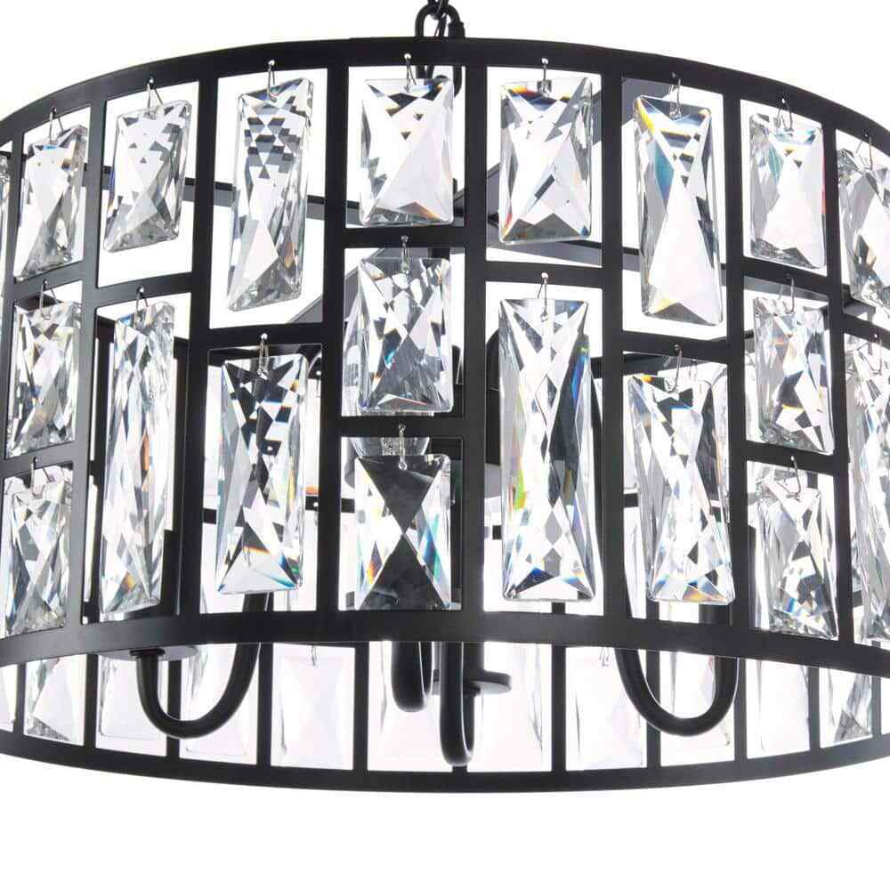 Home Decorators Collection Kristella 4-Light Black Crystal Chandelier 30686-HBB