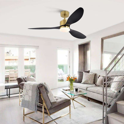 Breezary Sawyer 52 in. Integrated LED Indoor Gold Ceiling Fan w Light and Remote