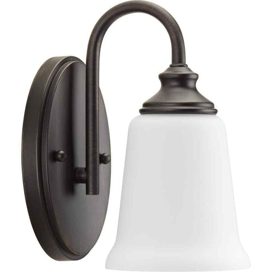 Progress Lighting Venetian Bronze Etched Opal Glass Farmhouse Bath Vanity Light