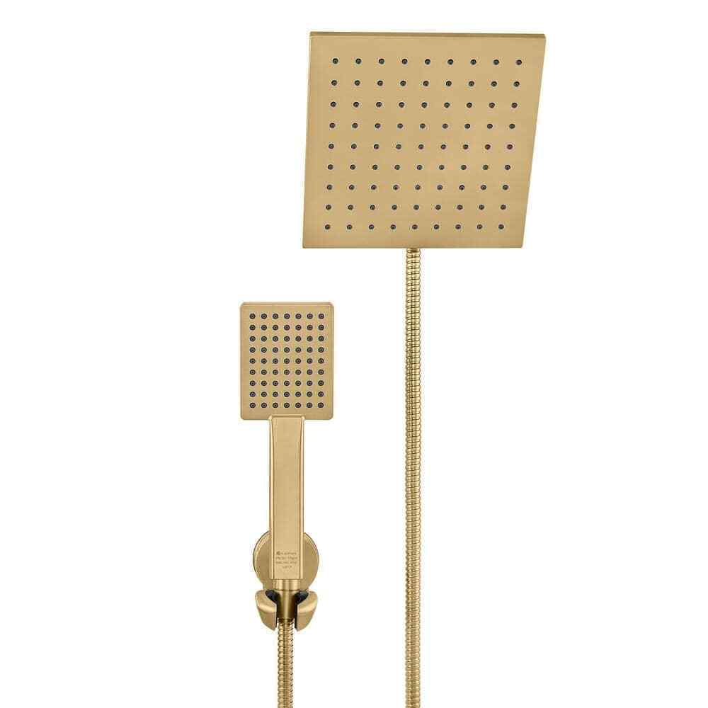 Glacier Bay Modern Dual Wall Mount Fixed and Handheld Shower Heads Matte Gold