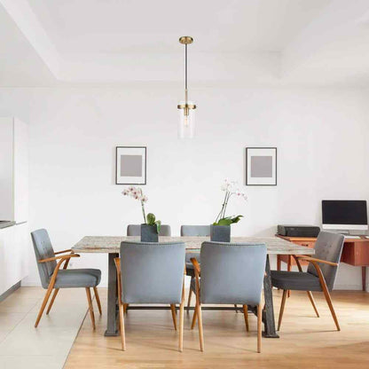 Globe Electric Connor 1-Light Brass Pendant Light with Clear Glass Shade