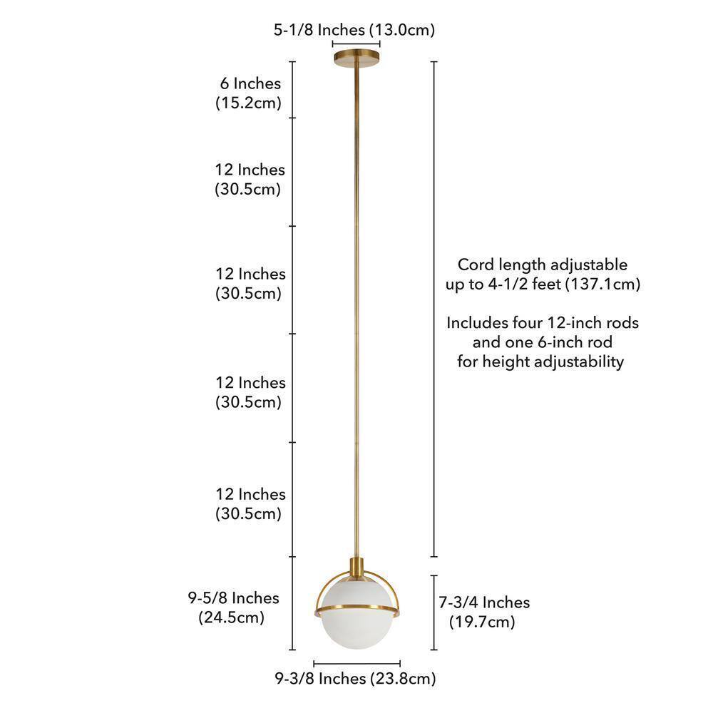 Meyer&Cross Cieonna 1-Light Brass Pendant with White Milk Glass Shade