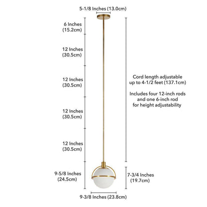 Meyer&Cross Cieonna 1-Light Brass Pendant with White Milk Glass Shade