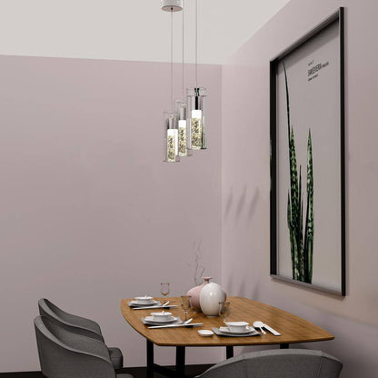 Pia Ricco 8-Watt Integrated LED Chrome Pendant with Crystal Bubble Glass Shade