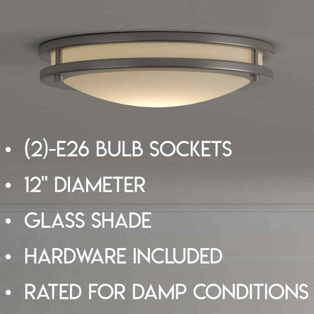HomeSelects Saturn 2-Light Brushed Nickel Flush Mount 6102