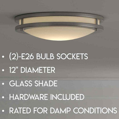 HomeSelects Saturn 2-Light Brushed Nickel Flush Mount 6102