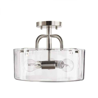 Home Decorators Shirwell 3-Light Brushed Nickel Semi-Flush Mount