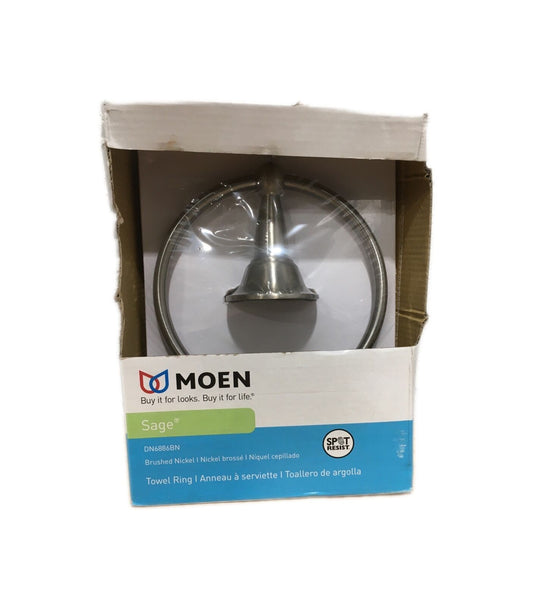 MOEN Sage Towel Ring in Spot Resist Brushed Nickel DN6886BN