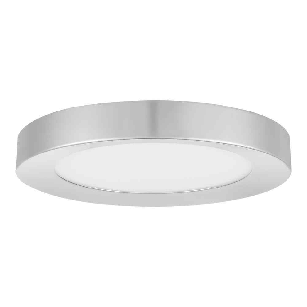 Home Decorators Calloway 13 in. Polished Nickel LED 5CCT Flush Mount
