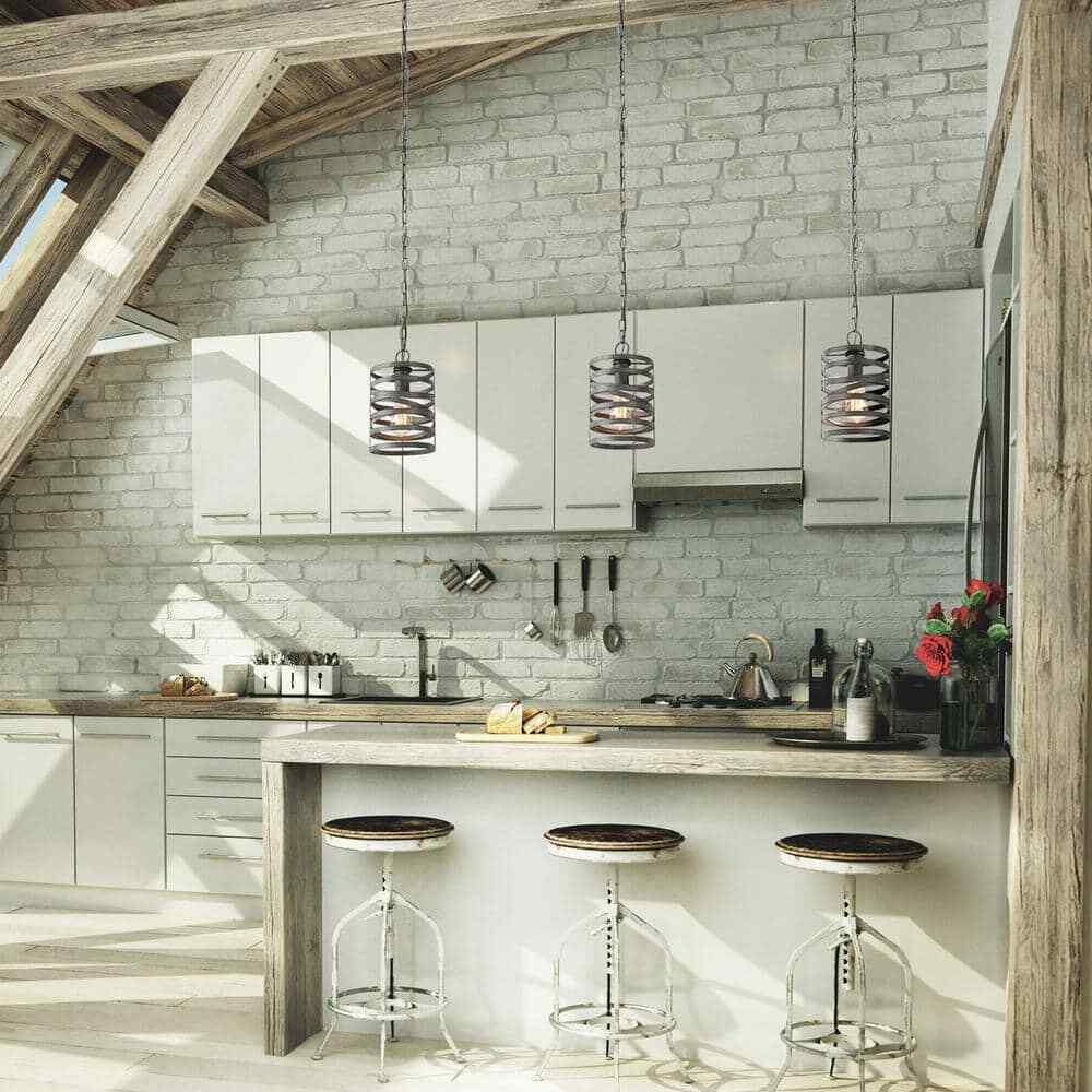 LNC Modern Drum Cage Pendant Classic 1-Light 7.1 in. Brushed Dark Gray Pendant