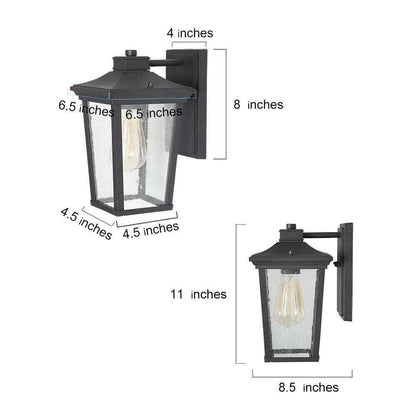LNC Traditional Coastal Black Lantern Seeded Glass shade Modern Outdoor Light