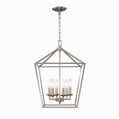 Home Decorators Weyburn 6-Light Brushed Nickel Caged Farmhouse Chandelier