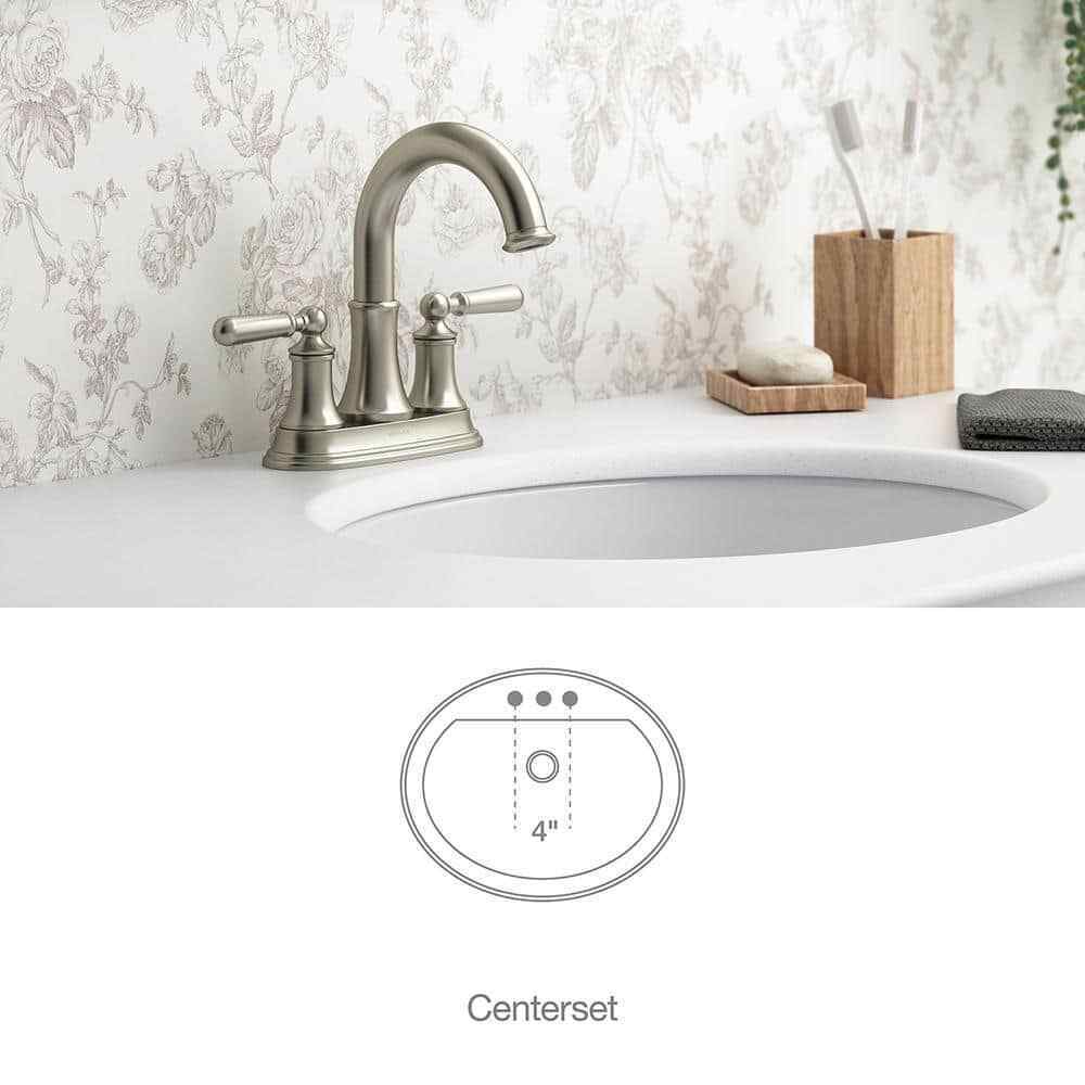 KOHLER Capilano 4 " Centerset 2-Handle Bathroom Faucet in Vibrant Brushed Nickel