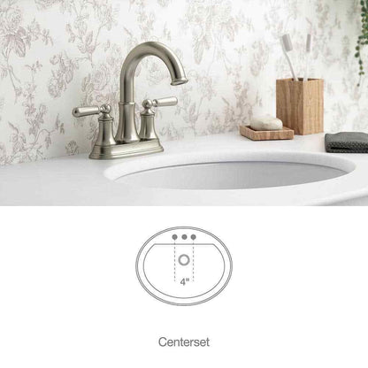 KOHLER Capilano 4 " Centerset 2-Handle Bathroom Faucet in Vibrant Brushed Nickel