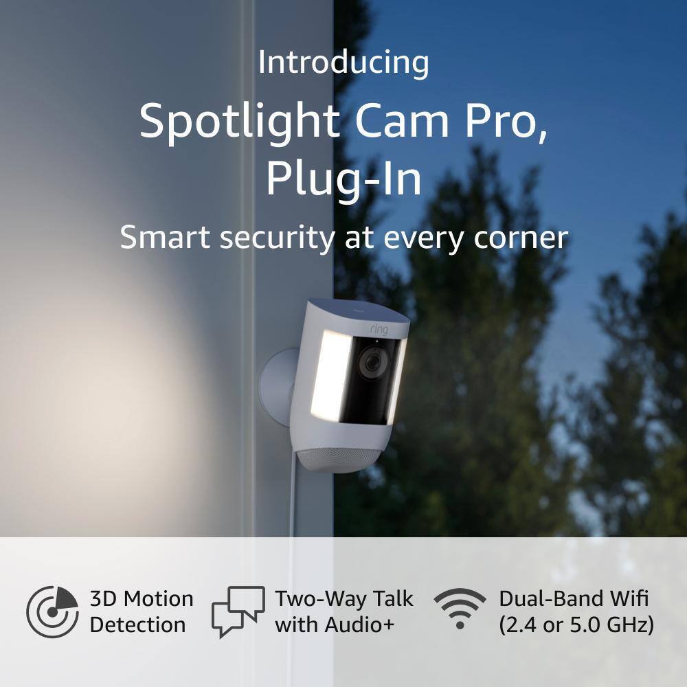 Ring Spotlight Cam Pro Plug-In - Smart Security Video Camera w/ LED Lights Black