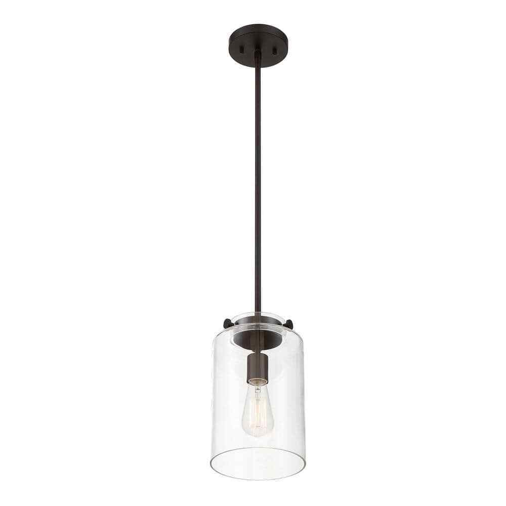 Hampton Bay Mullins 6.75 in.1-Light Oil Rubbed Bronze Mini Pendant Hanging Light
