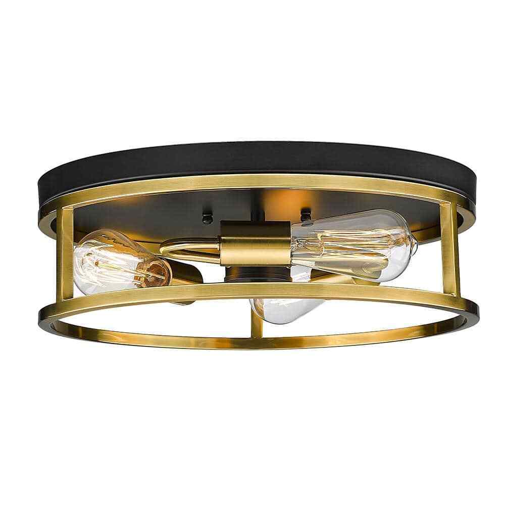 Unbranded Helen 16 in. 3-Light Black and Gold Flush Mount YS2180C16BGD