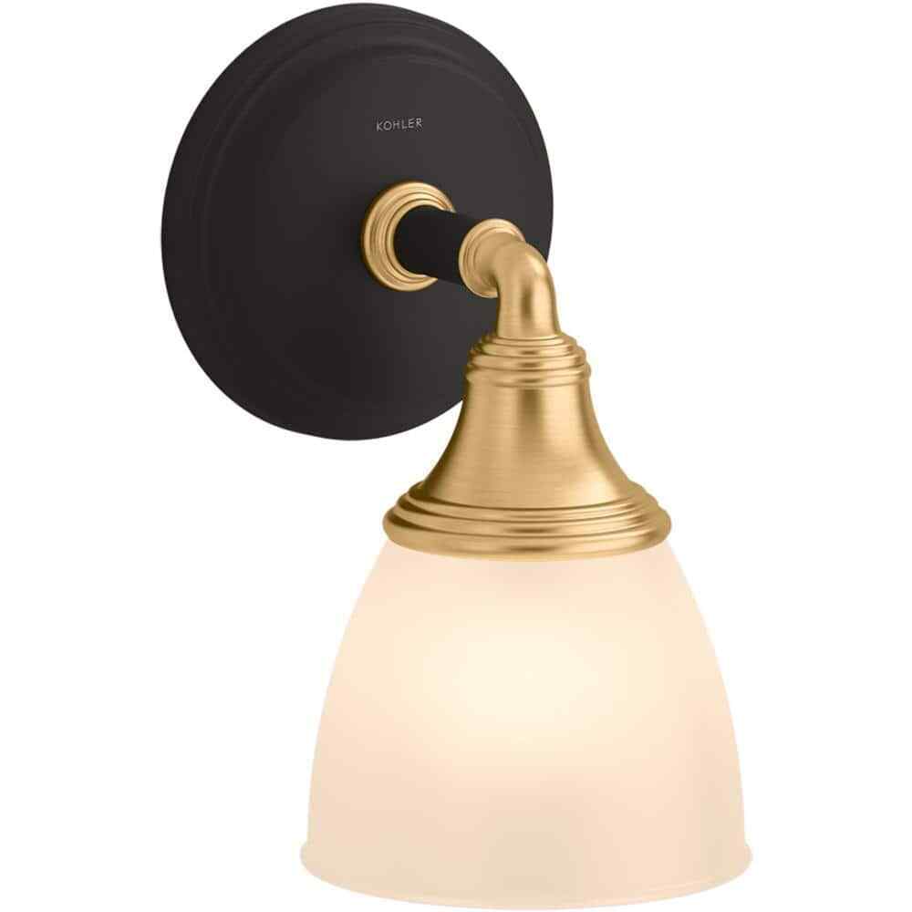 KOHLER Devonshire 1 Light Black with Brass Trim Indoor Bathroom Wall Sconce