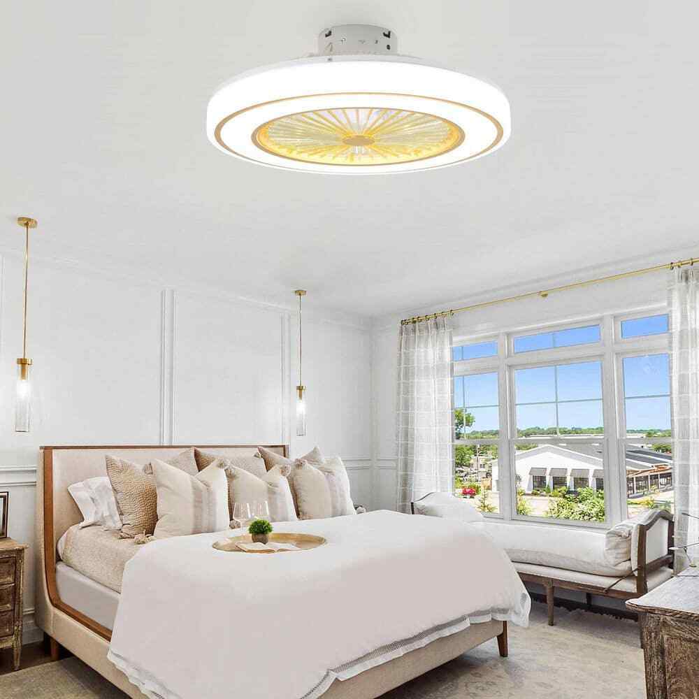 Oaks Aura 20in.LED White Bladeless Smart App Control Low Profile Ceiling Fan