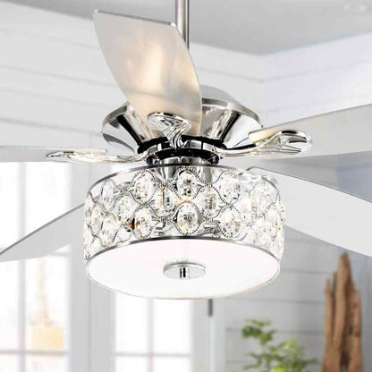 matrix decor 52 in. Indoor Chrome Crystal Chandelier Ceiling Fan w/ Remote
