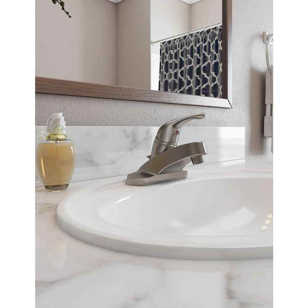 Design House Middleton 4 in. Centerset 1-Handle Bathroom Faucet in Satin Nickel