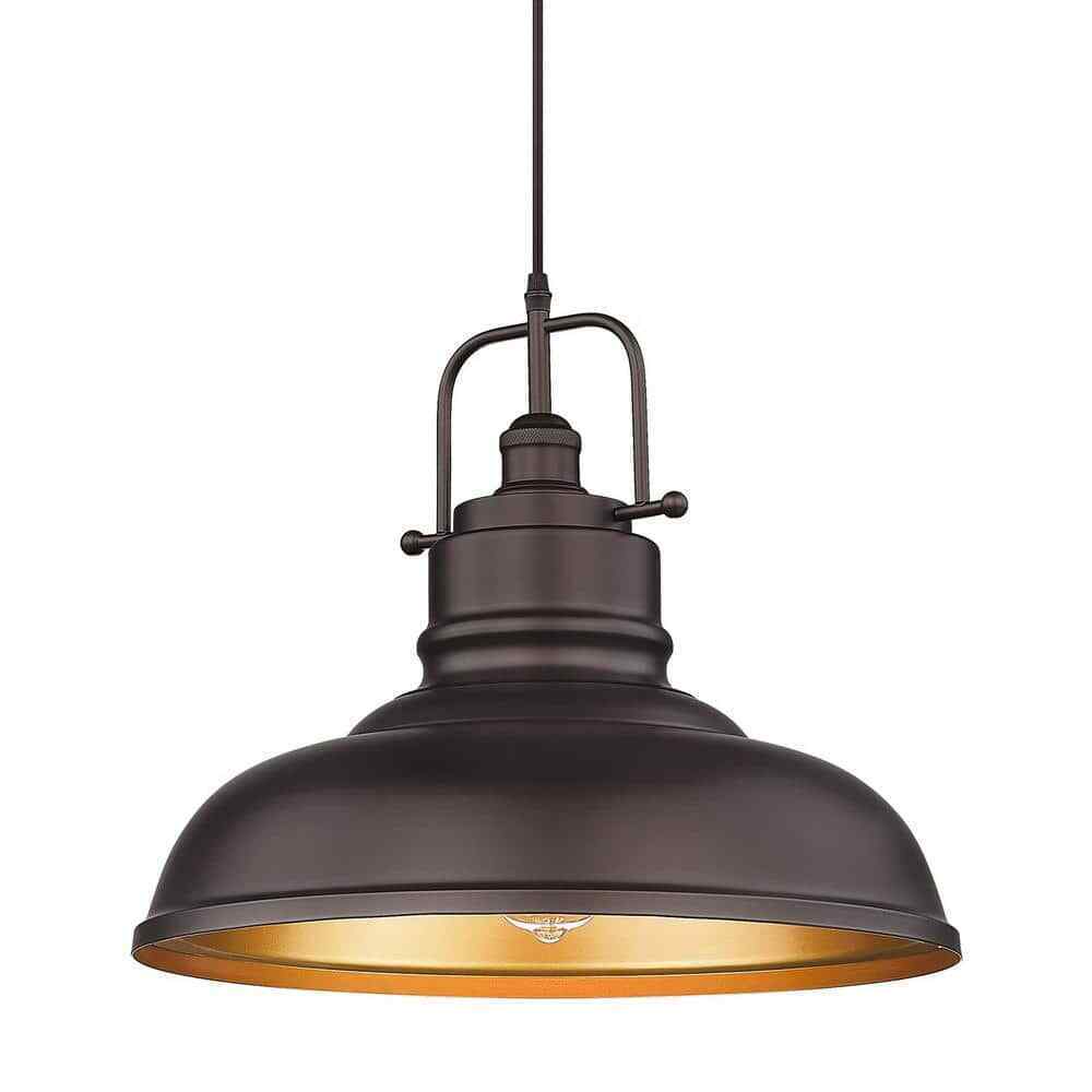 JAZAVA Oil Rubbed Bronze Large Pendant Light w/ Metal Shade