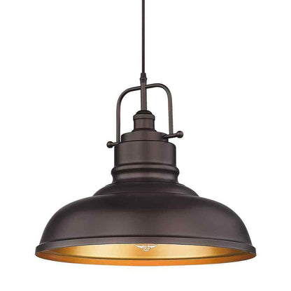 JAZAVA Oil Rubbed Bronze Large Pendant Light w/ Metal Shade
