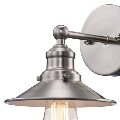 Hampton Bay Glenhurst 1-Light Brushed Nickel Indoor Wall Sconce w/ Metal Shade