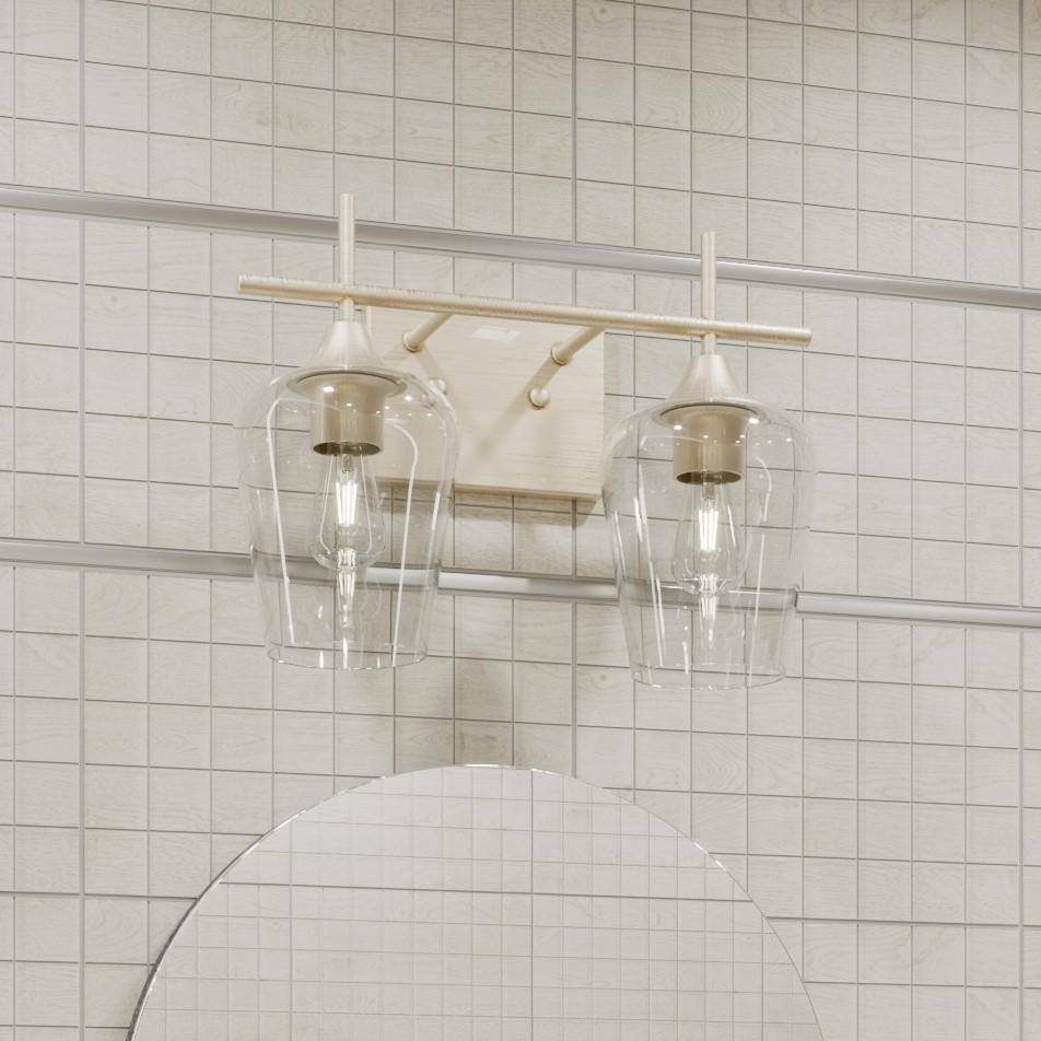 Merra 2-Light Brushed Nickel Wall Sconce Vanity Lights with Glass Shade