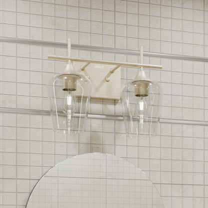 Merra 2-Light Brushed Nickel Wall Sconce Vanity Lights with Glass Shade