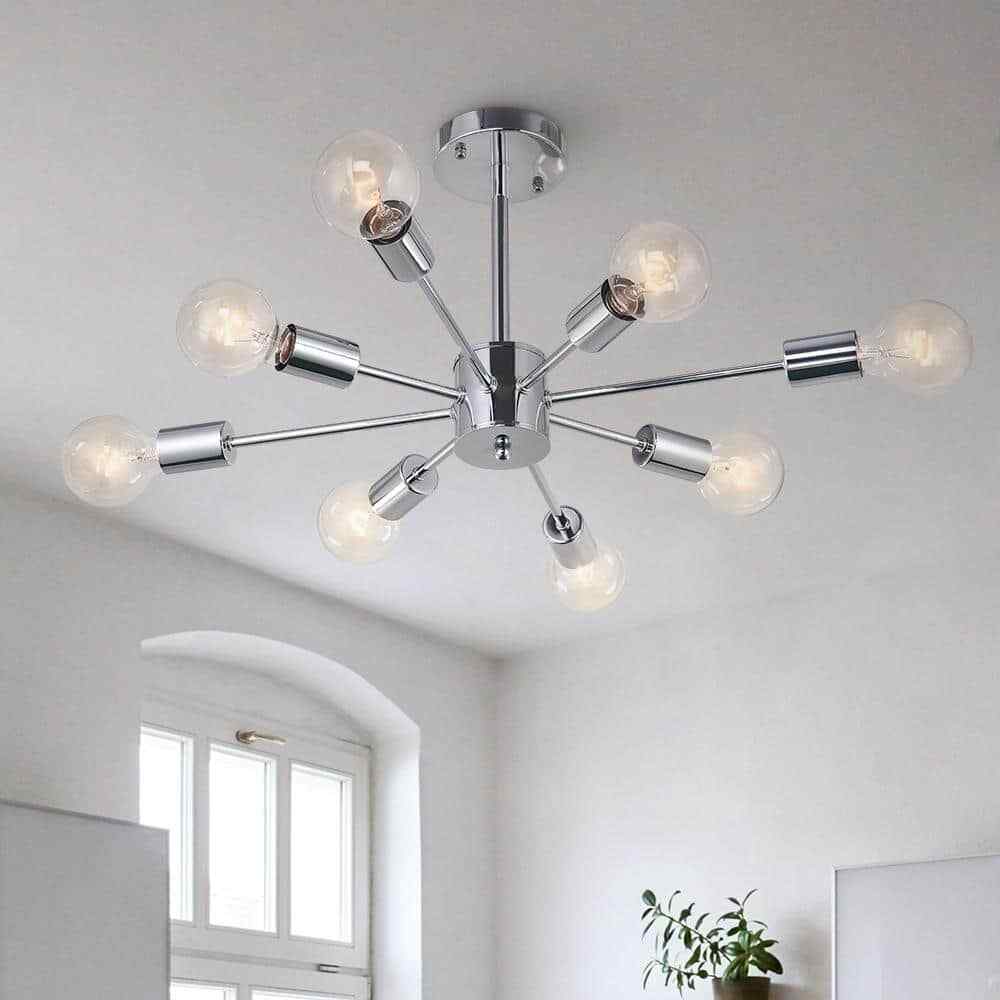 RRTYO Taraji 24.01 in. 8-Light Semi Chrome Semi-Flush Mount