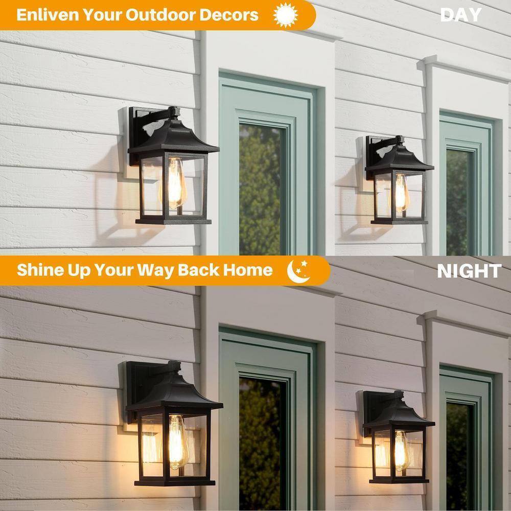 LNC Classic Black Outdoor Wall Lantern Sconce 1-Light Hardwired Wall 2-Pack