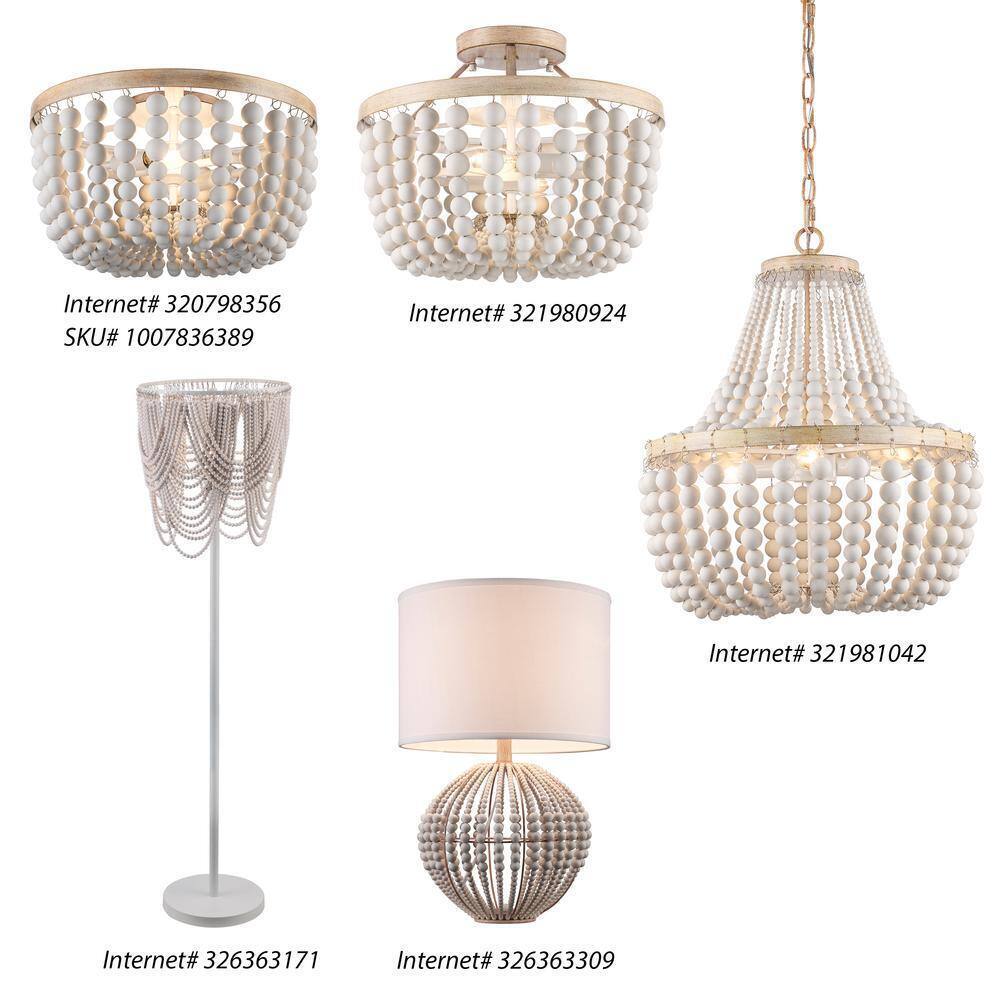 Hampton Bay Cayman 13 in. 2-Light Beaded Semi-Flush Mount Ceiling Light Fixture