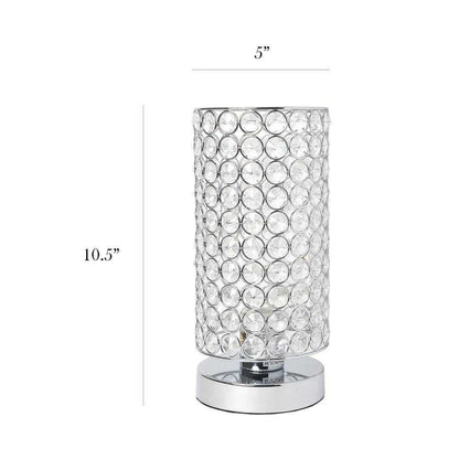 Elegant Designs 10.75 in. Chrome Elipse Crystal Cylindrical Uplight Table Lamp