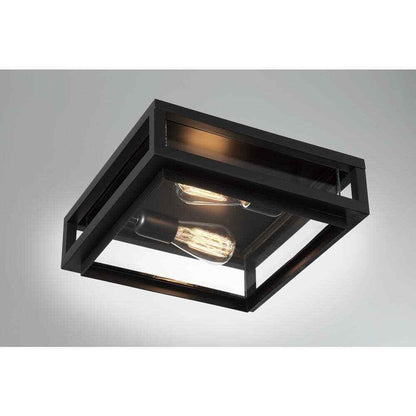 GLUCKSTEINELEMENTS Rockwell 12 in. 2-Light Black Flush Mount