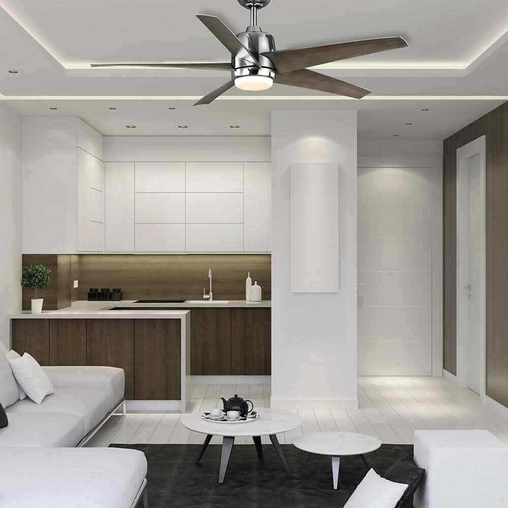 Hampton Bay Mena 54 in Integrated LED Indoor/Outdoor Polished Nickel Ceiling Fan