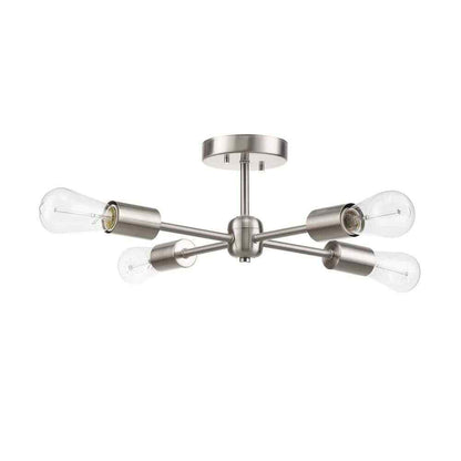 Globe Electric Vane 17 in. 4-Light Brushed Nickel Semi-Flush Mount 65098