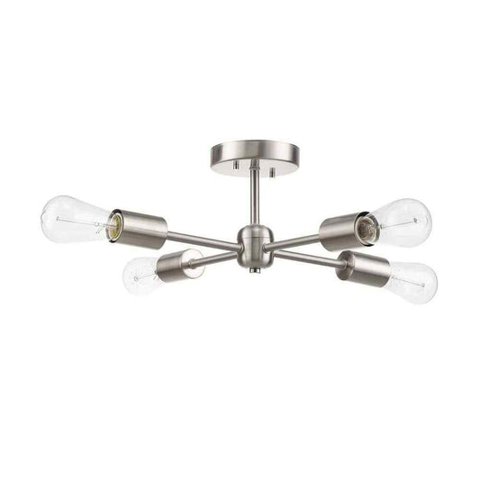 Globe Electric Vane 17 in. 4-Light Brushed Nickel Semi-Flush Mount 65098