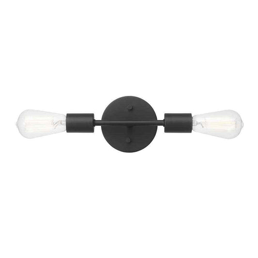 Hampton Bay Stockport 2-Light Matte Black Wall Sconce Bulb Included 65874