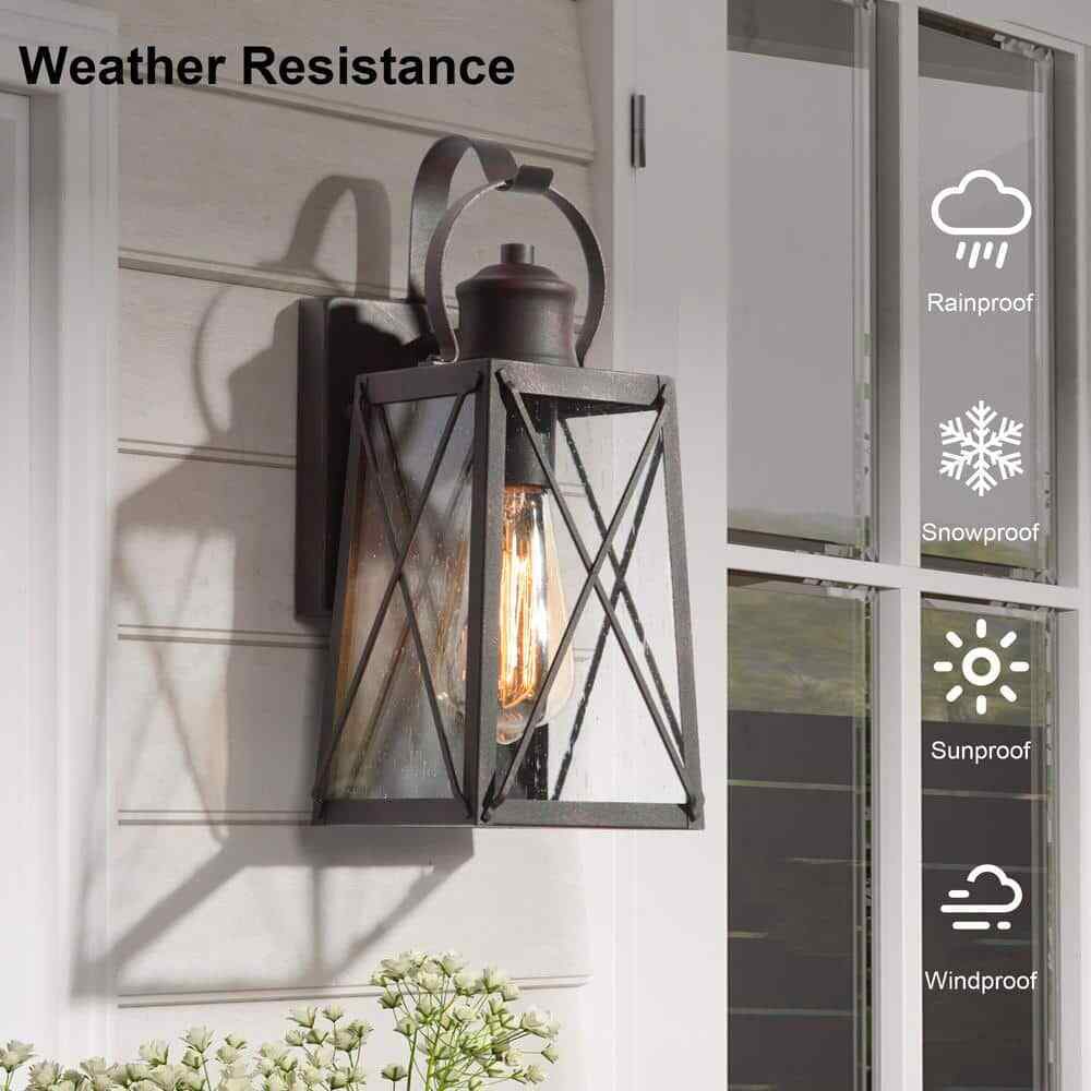 LNC Craftsman 1-Light Rusty Bronze Outdoor Wall Lantern Sconce 2-Pack