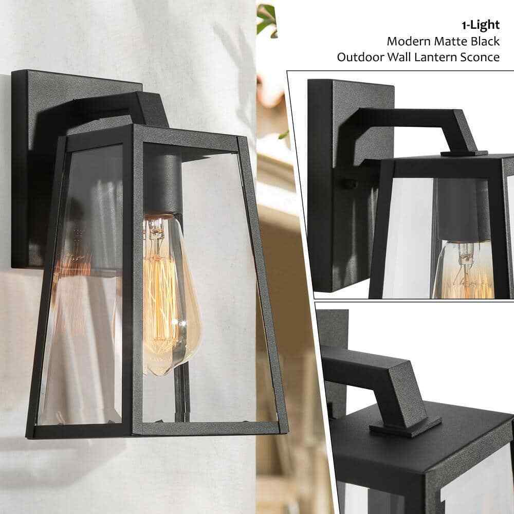 LNC Black Outdoor Sconce Clear Glass Shade Weather Resistant Wall Light