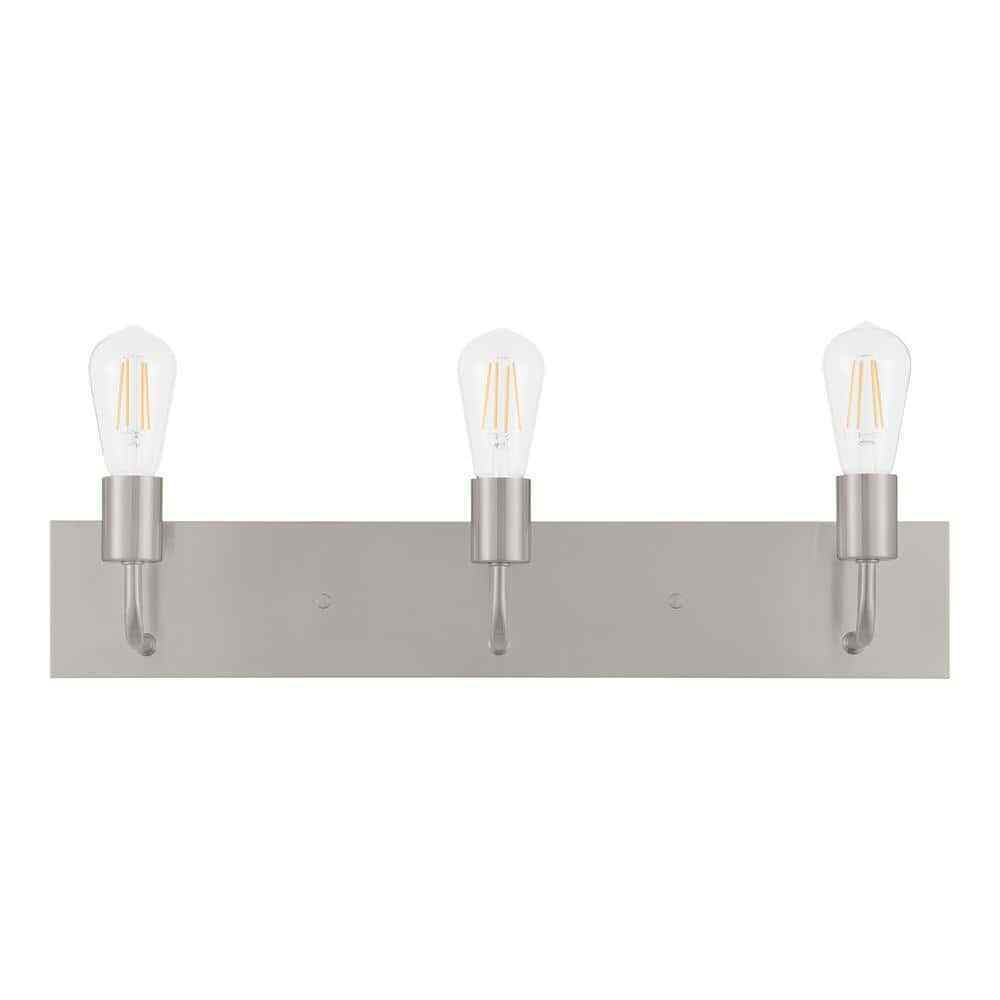 Hampton Bay Northvale 24 in. 3-Light Brushed Nickel Bathroom Vanity Light